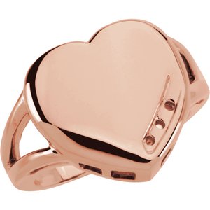 18K Rose Gold 3-Stone Engravable Family Heart Ring Mounting