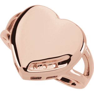 14K Rose Gold 3-Stone Engravable Family Heart Ring Mounting