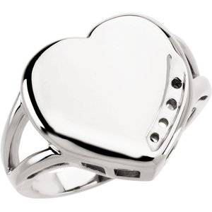18K White Gold 4-Stone Engravable Family Heart Ring Mounting