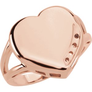 10K Rose Gold 4-Stone Engravable Family Heart Ring Mounting