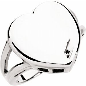 18K Palladium White Gold 1-Stone Engravable Family Heart Ring Mounting