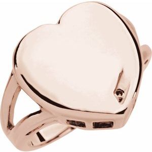 14K Rose Gold 1-Stone Engravable Family Heart Ring Mounting