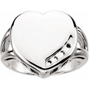 18K White Gold 4-Stone Engravable Family Heart Ring Mounting