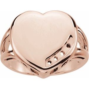 18K Rose Gold 4-Stone Engravable Family Heart Ring Mounting
