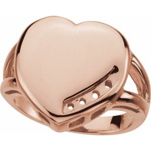 10K Rose Gold 4-Stone Engravable Family Heart Ring Mounting