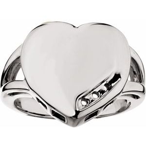 18K X1 White Gold 3-Stone Engravable Family Heart Ring Mounting
