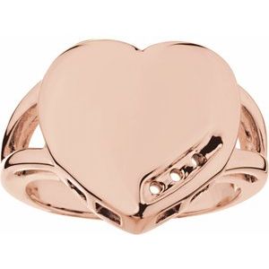 10K Rose Gold 3-Stone Engravable Family Heart Ring Mounting