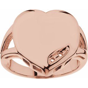 10K Rose Gold 2-Stone Engravable Family Heart Ring Mounting