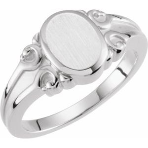 Sterling Silver 9.7x8 mm Oval Signet Ring