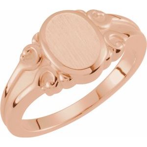 14K Rose Gold 9.7x8 mm Oval Signet Ring