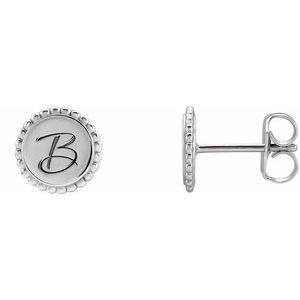 Sterling Silver Engravable Beaded Earrings