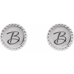 Sterling Silver Engravable Beaded Earrings