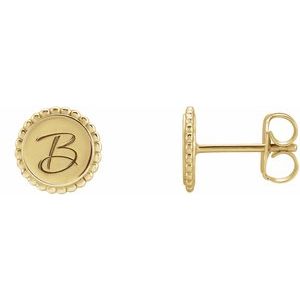 18K Yellow Gold Vermeil Engravable Beaded Earrings