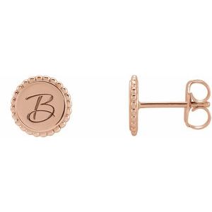 14K Rose Gold Engravable Beaded Earrings