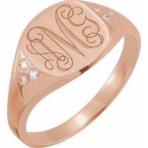 14K Rose Gold .05 CTW Natural Diamond Square Signet Ring