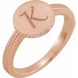 14K Rose Gold .06 CTW Natural Diamond Signet Ring