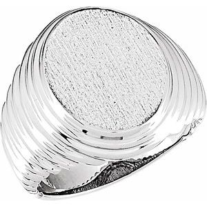 Sterling Silver 16x14 mm Oval Signet Ring