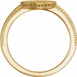 14K Yellow Gold .8 mm Round Accented Signet Ring Mounting