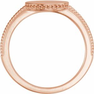 14K Rose Gold .8 mm Round Accented Signet Ring Mounting