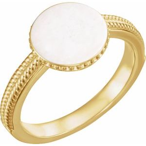 14K Yellow Gold .8 mm Round Accented Signet Ring Mounting