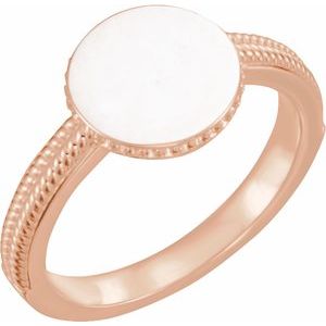 14K Rose Gold .8 mm Round Accented Signet Ring Mounting