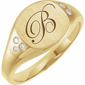 14K Yellow Gold .05 CTW Natural Diamond Square Signet Ring