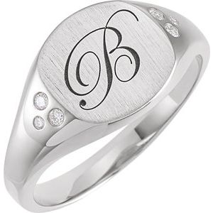 Platinum .05 CTW Natural Diamond Square Signet Ring