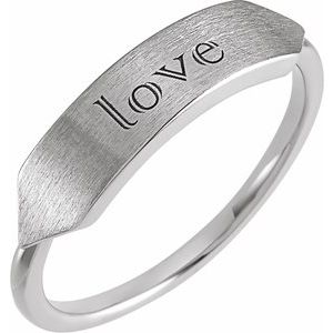 Platinum 19.7x5 mm Geometric Signet Ring