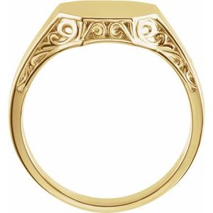 14K Yellow Gold 13x12 mm Octagon Signet Ring