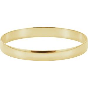 14K Yellow Gold Engravable 6 mm Half Round Bangle 7 1/2" Bracelet