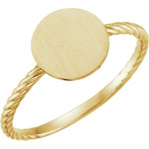 14K Yellow Gold Be Posh�� Engravable Rope Signet Ring