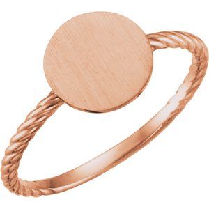 14K Rose Gold Be Posh�� Engravable Rope Signet Ring