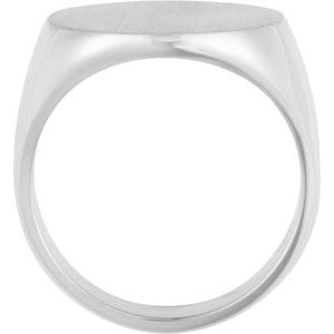 14K White Gold 18 mm Round Signet Ring