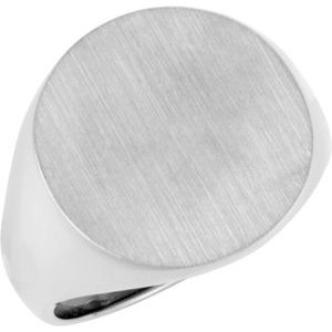 14K White Gold 18 mm Round Signet Ring