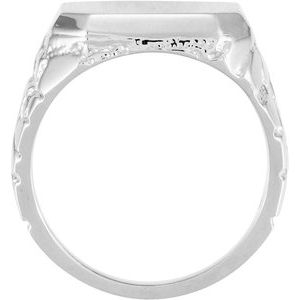 18K White Gold 18x16 mm Octagon Nugget Signet Ring