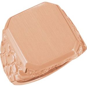 10K Rose Gold 18x16 mm Octagon Nugget Signet Ring
