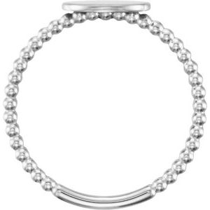 14K White Gold Be Posh�� Engravable Beaded Signet Ring