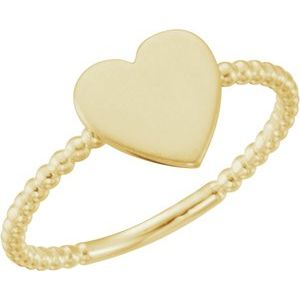 14K Yellow Gold Be Posh�� Engravable Beaded Signet Ring
