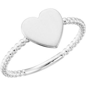 14K White Gold Be Posh�� Engravable Beaded Signet Ring