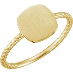 14K Yellow Gold Be Posh�� Engravable Rope Signet Ring