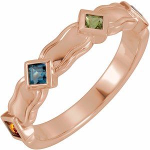 14K Rose Gold 5-Stone Family Engravable Ring Mounting