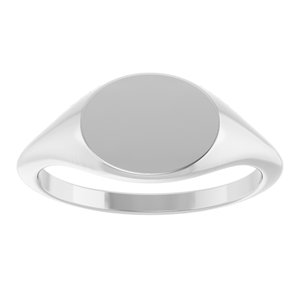 14K White Gold Oval Signet Ring