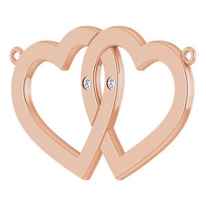 14K Rose Gold 2-Stone Engravable Famly Heart 18" Necklace Mounting