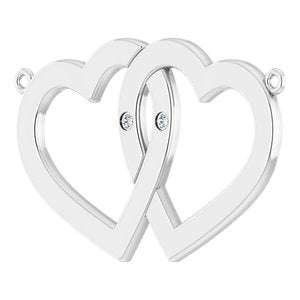 Platinum 2-Stone Engravable Famly Heart 18" Necklace Mounting