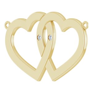 14K Yellow Gold 2-Stone Engravable Famly Heart 18" Necklace Mounting