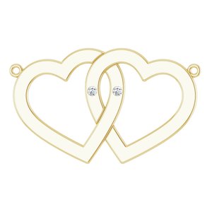 14K Yellow Gold 2-Stone Engravable Famly Heart 18" Necklace Mounting