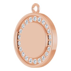 14K Rose Gold 1.3 mm Round Engravable Halo-Style Pendant Mounting
