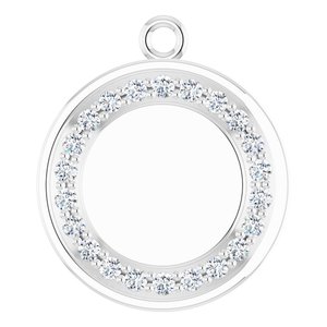 14K White Gold 1.3 mm Round Engravable Halo-Style Pendant Mounting