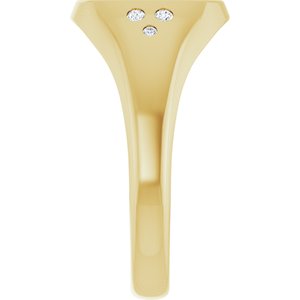 14K Yellow Gold 10.8x10.2 mm Square Accented Signet Ring Mounting