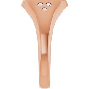 14K Rose Gold 10.8x10.2 mm Square Accented Signet Ring Mounting